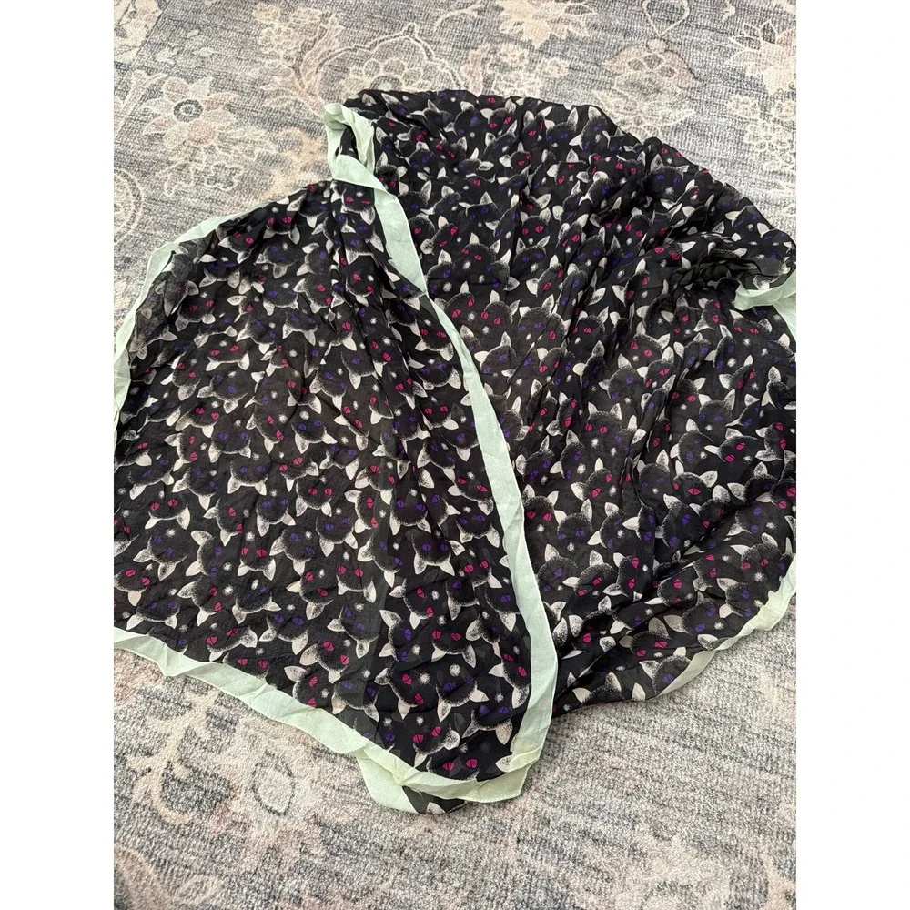Vintage Moschino Larioseta Silk Scarf Black Cats Pink Purple Eyes
